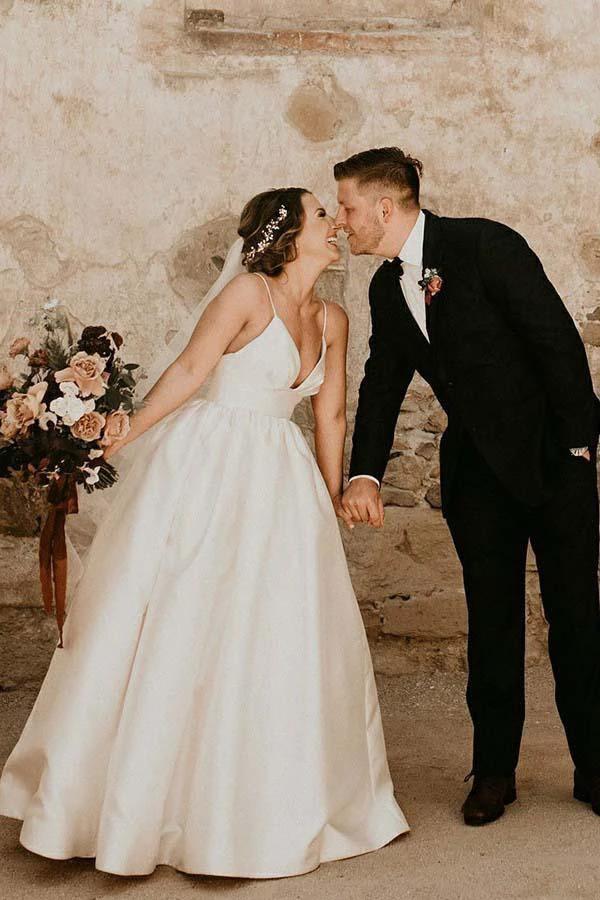 A-Line Straps Floor Length Sleeveless Ivory Wedding Dress  WD308 - Image 5