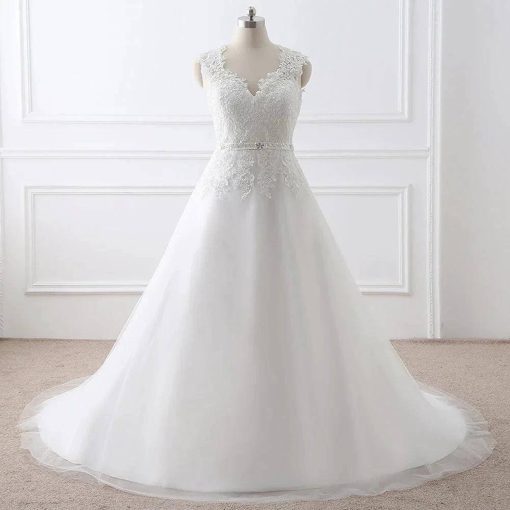 Princess V-Neck Tulle New Arrival Wedding Dress With Lace - Image 2
