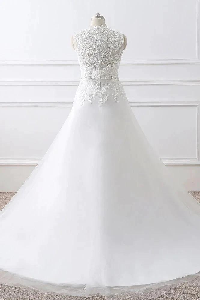 Princess V-Neck Tulle New Arrival Wedding Dress With Lace - Image 4