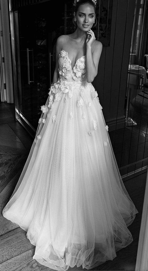 A-line Sweetheart 3D Flowers Wedding Dress Bridal Gown With Beading  WD585 - Image 3