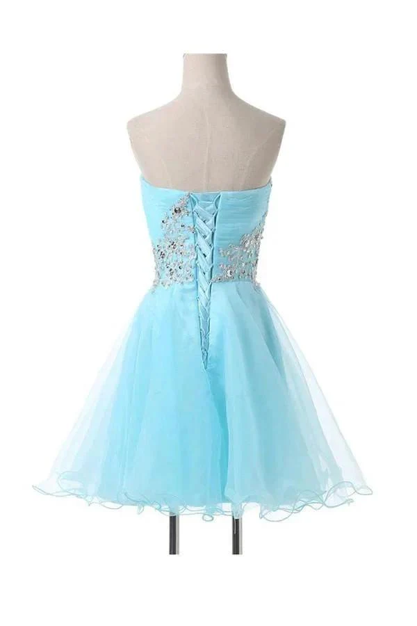 A-Line Sweetheart Appliques Beading Lace-Up Homecoming Dress PG083 - Image 2