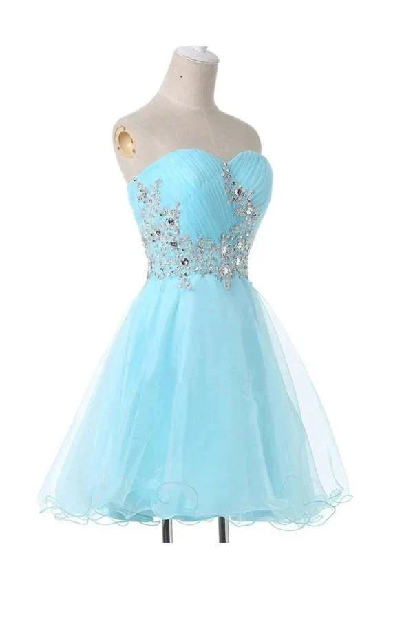 A-Line Sweetheart Appliques Beading Lace-Up Homecoming Dress PG083 - Image 3