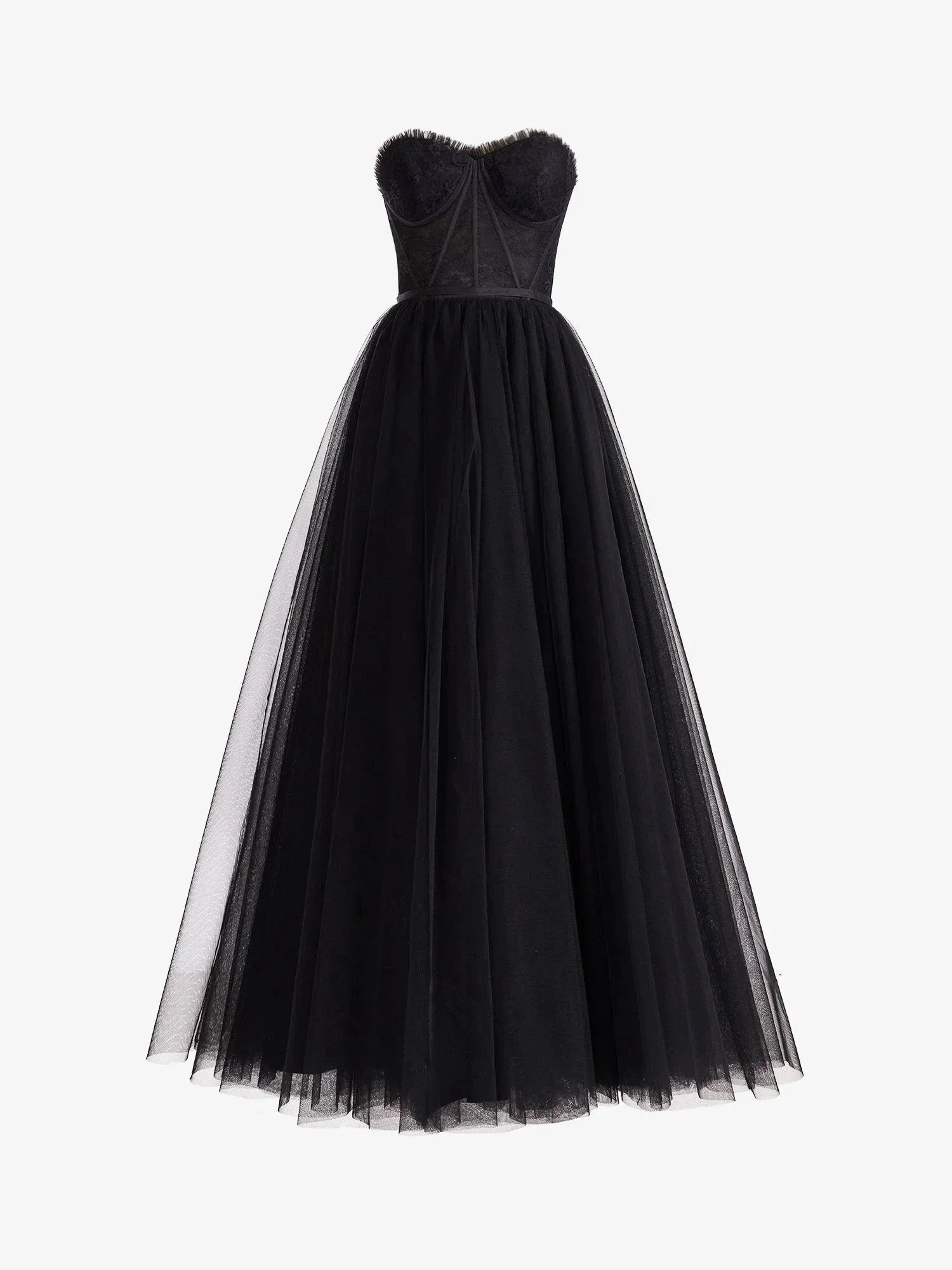 Talia |A Line Sweetheart Corset Tulle Prom Dress with Slit - Image 3