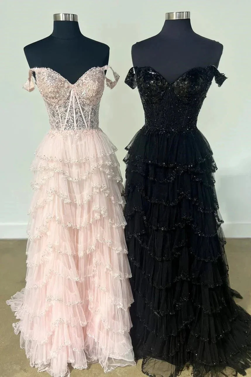 Scout | A-Line Sweetheart Champagne Tulle Prom Dresses with Appliques - Image 4
