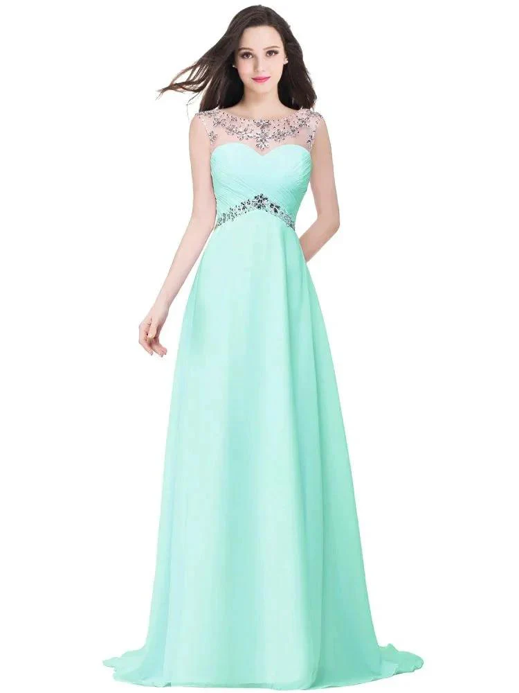 A-line Sweetheart Crystal Chiffon Evening Dress - Image 10