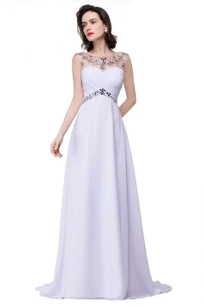 A-line Sweetheart Crystal Chiffon Evening Dress - Image 3