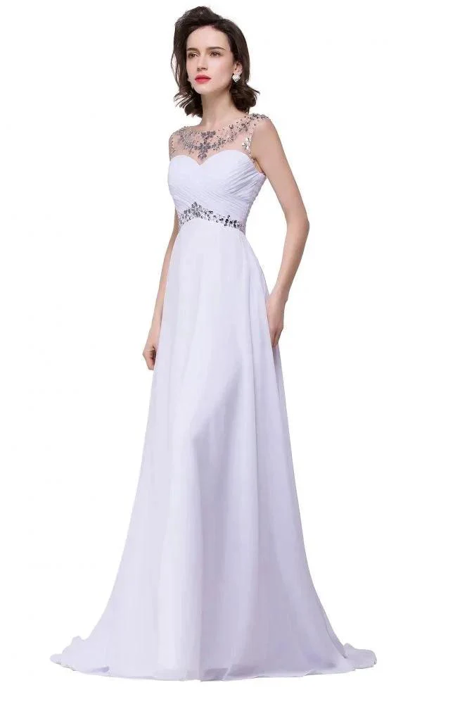 A-line Sweetheart Crystal Chiffon Evening Dress - Image 4
