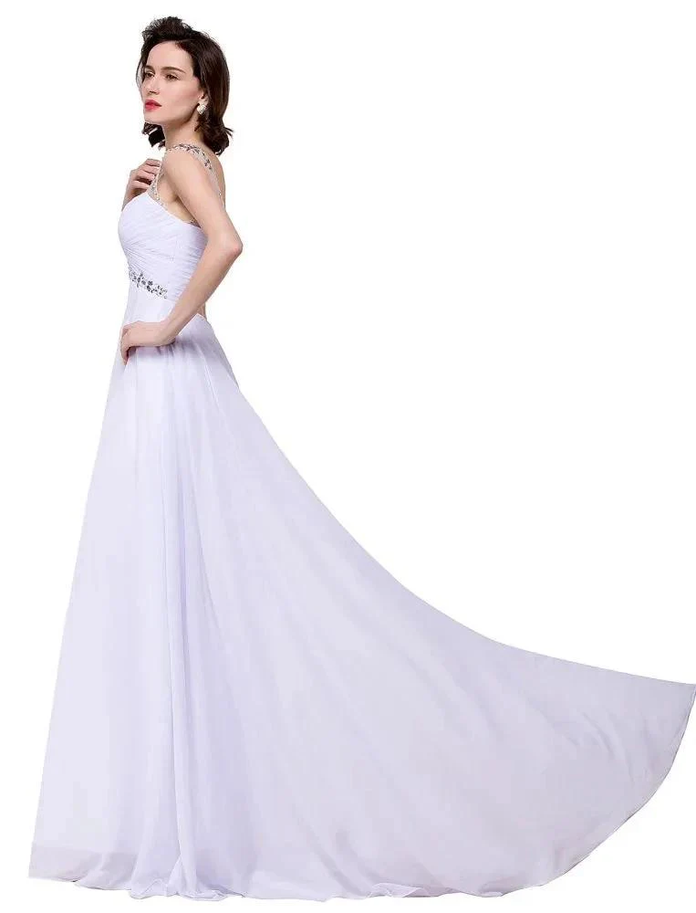 A-line Sweetheart Crystal Chiffon Evening Dress - Image 6