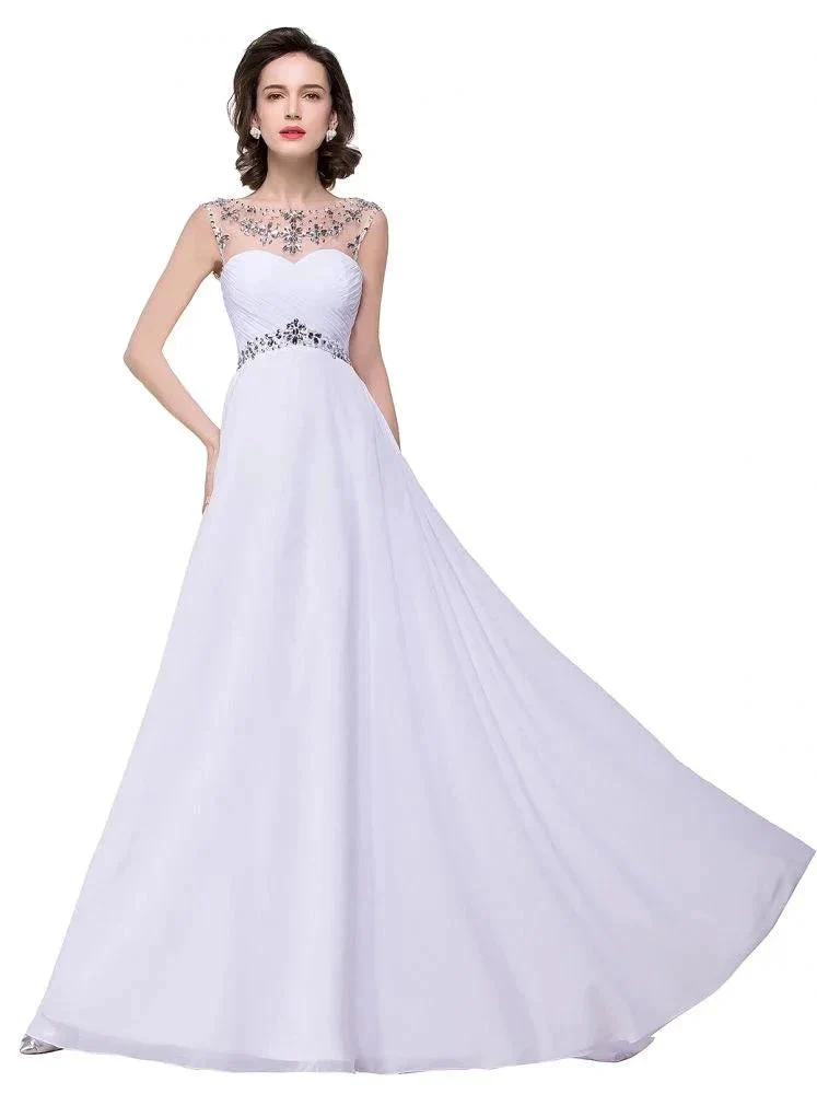 A-line Sweetheart Crystal Chiffon Evening Dress - Image 7