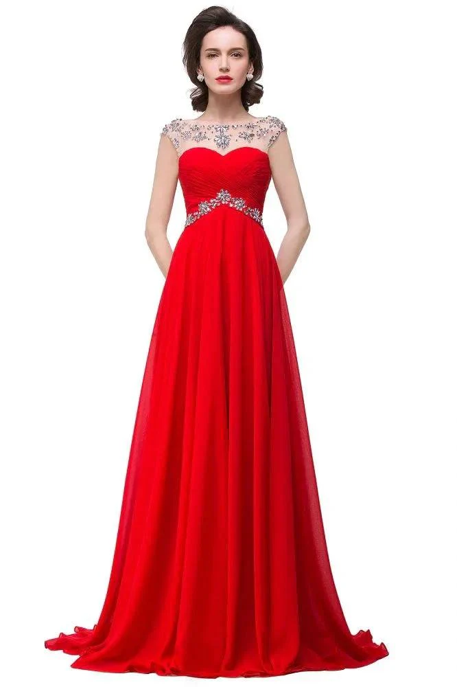 A-line Sweetheart Crystal Chiffon Evening Dress - Image 8