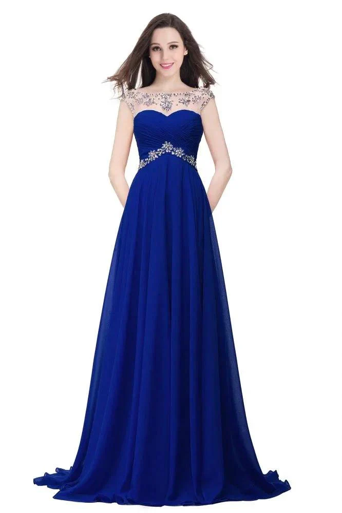 A-line Sweetheart Crystal Chiffon Evening Dress - Image 9