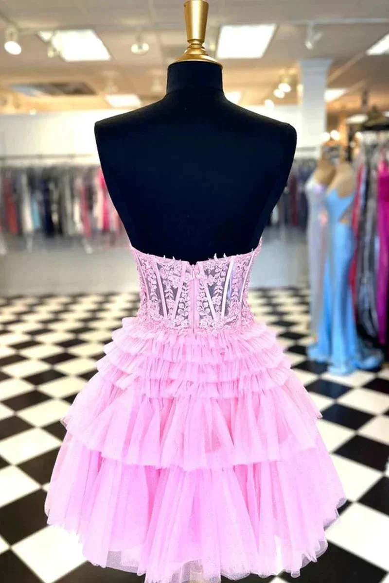 A Line Sweetheart Homecoming Dress with Ruffles Y2828 - Image 4