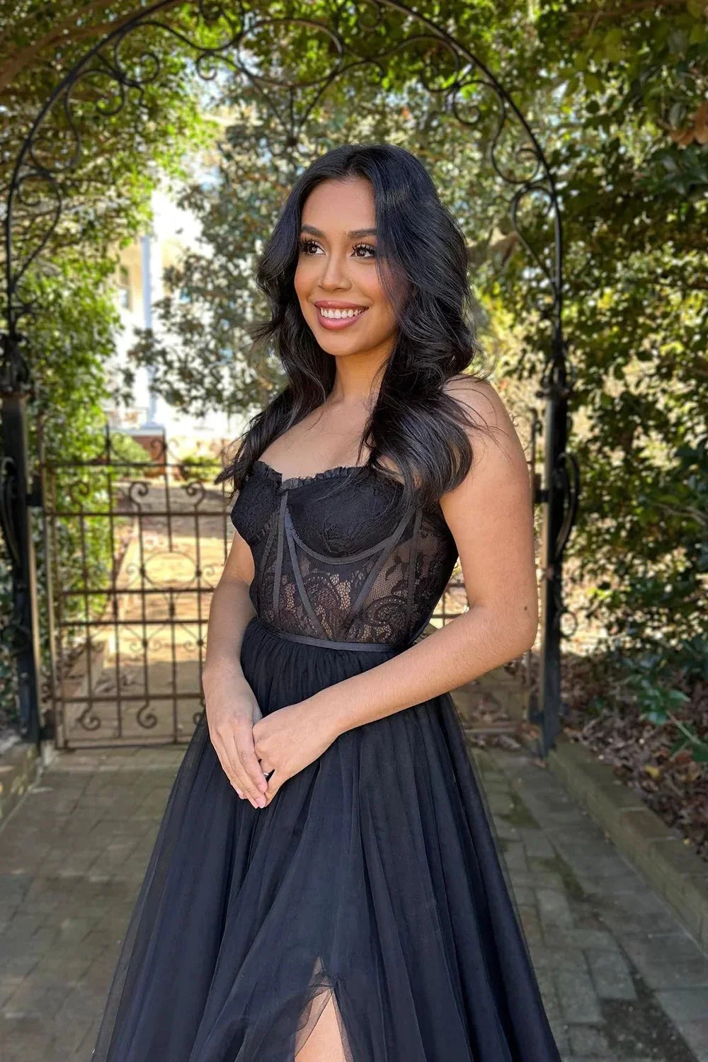 A-Line Sweetheart Neck Black Lace Long Prom Dress Formal Dress PSK395 - Image 2