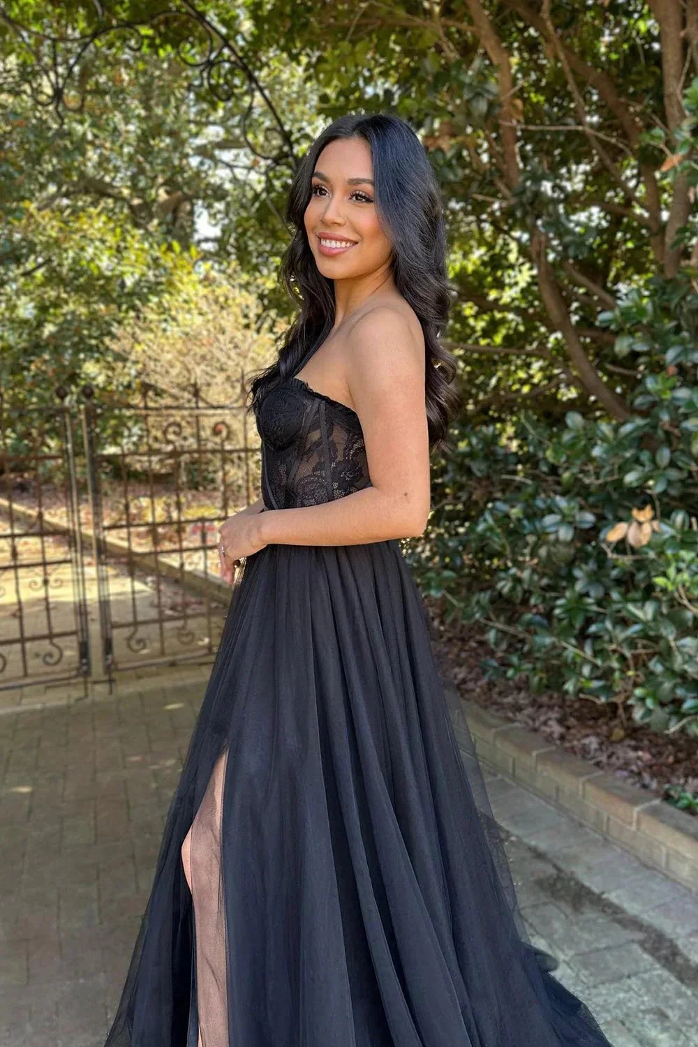 A-Line Sweetheart Neck Black Lace Long Prom Dress Formal Dress PSK395 - Image 3