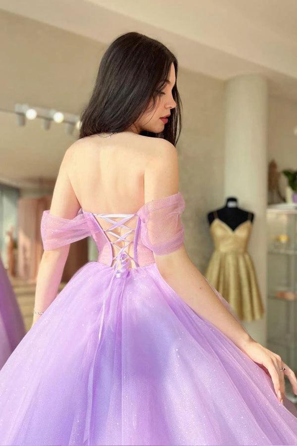 A-Line Sweetheart Neck Tulle Purple Long Prom Dress Formal Dresses PSK364 - Image 3