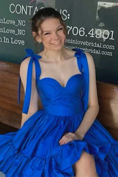 A-line Sweetheart Ruffled Homecoming Dress With Bow Straps SYH104 - Image 6
