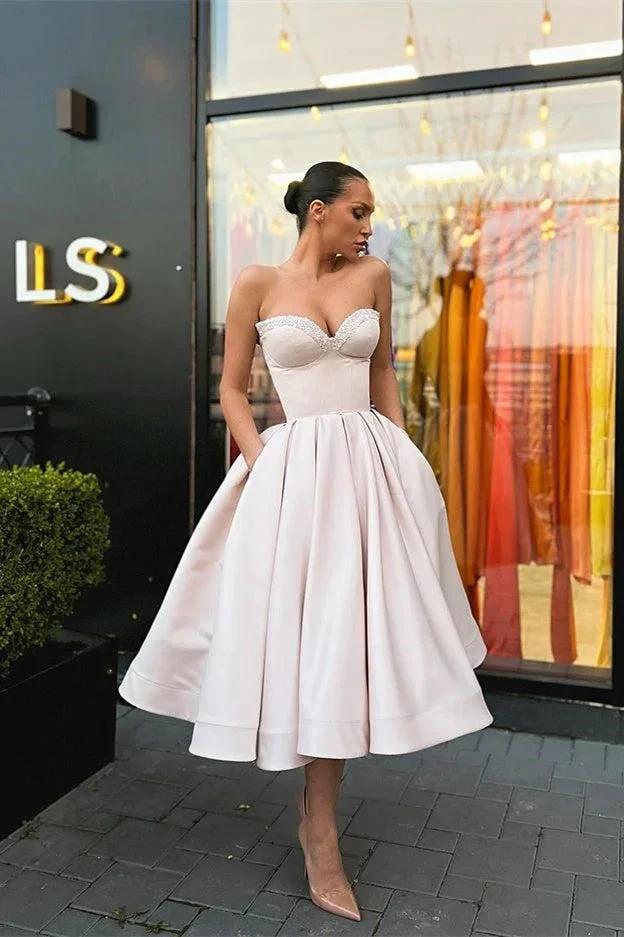 A-line Sweetheart Short Prom Dresses with Beading - Image 3