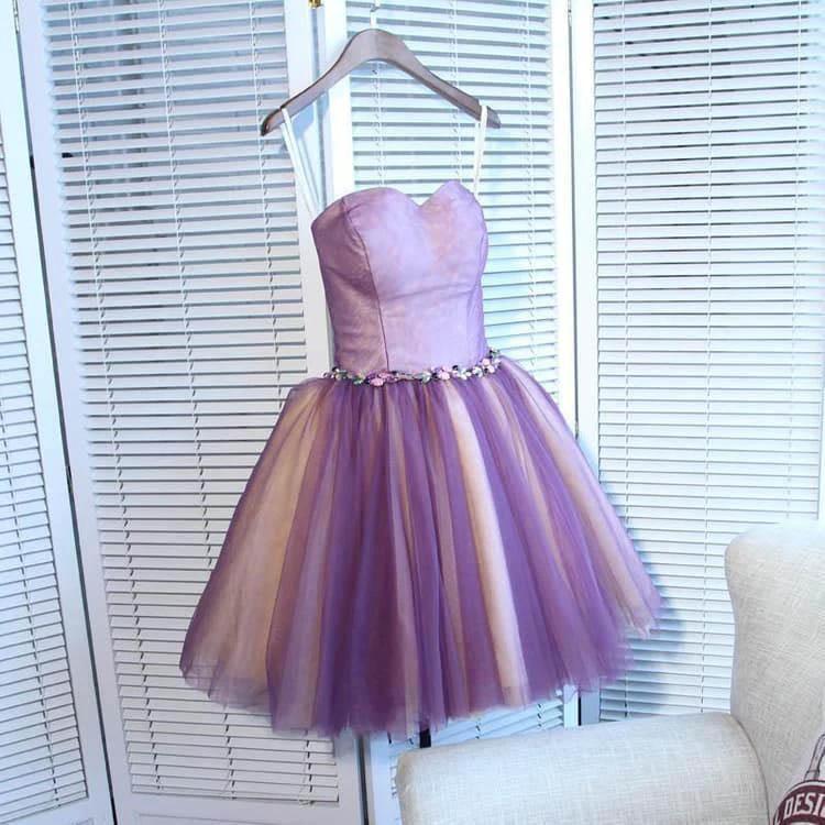 A-line Sweetheart Tulle Pretty Homecoming Dresses Mini Prom Dress PD391 - Image 2