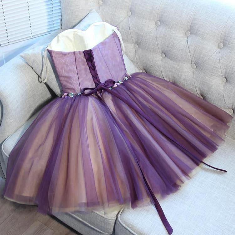 A-line Sweetheart Tulle Pretty Homecoming Dresses Mini Prom Dress PD391 - Image 3