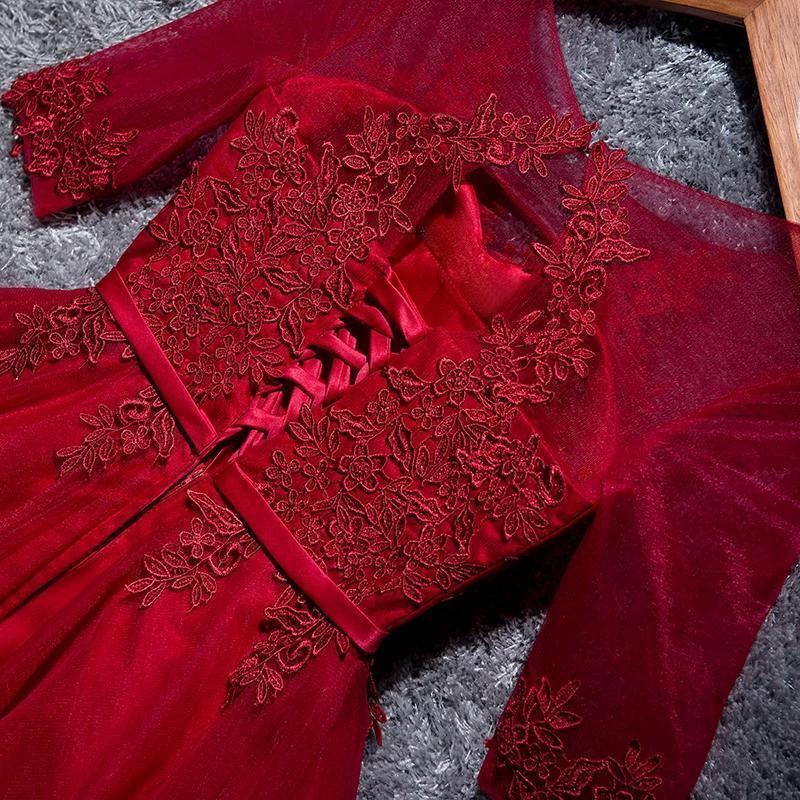 A-line Tulle Homecoming Dresses Scoop Red Short/Mini Prom Dresses  PD049 - Image 2