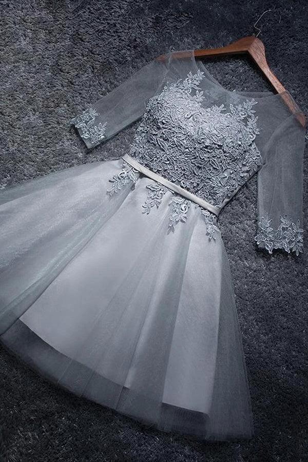 A-line Tulle Homecoming Dresses Scoop Short/Mini Prom Dresses  PD047 - Image 2