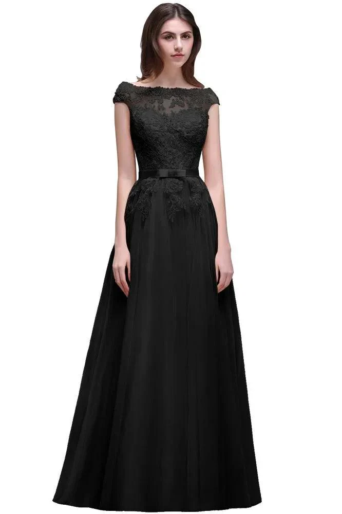 A-line Tulle Lace Appliques Floor-Length Prom Dress - Image 10