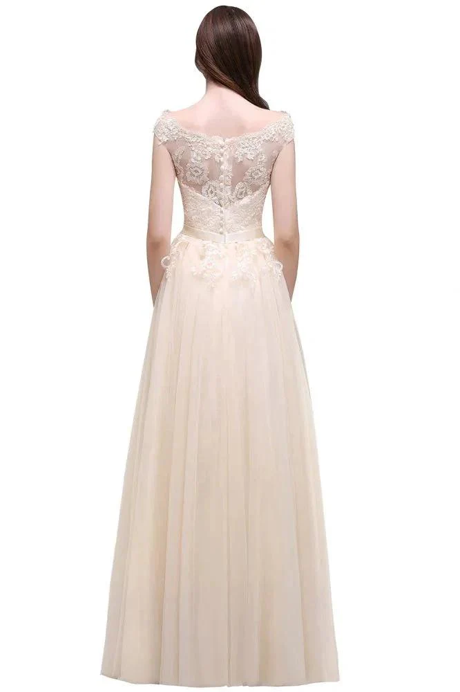 A-line Tulle Lace Appliques Floor-Length Prom Dress - Image 2
