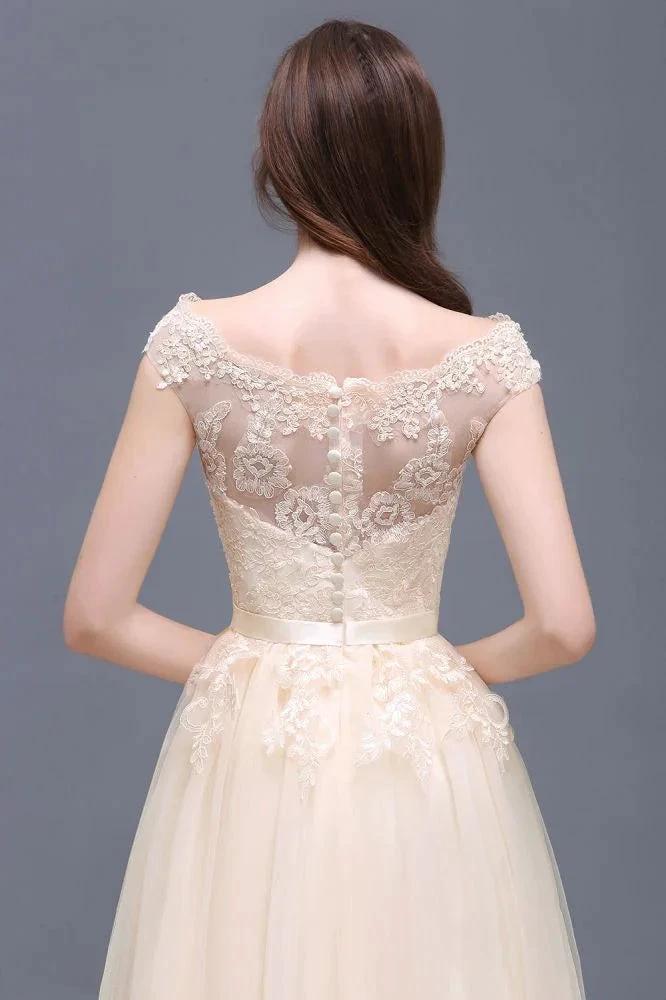 A-line Tulle Lace Appliques Floor-Length Prom Dress - Image 4