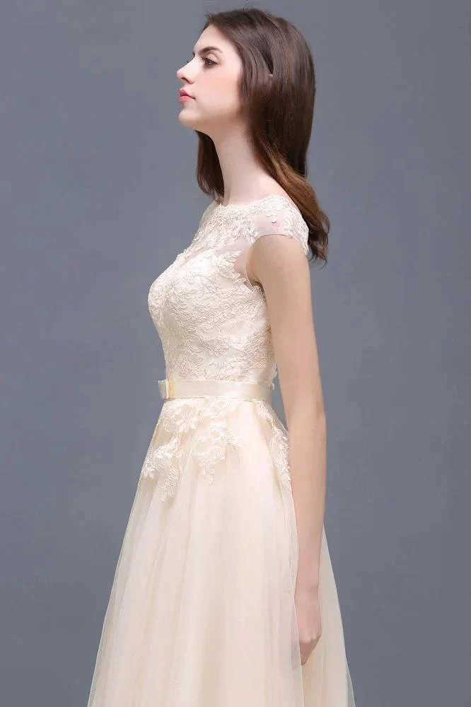 A-line Tulle Lace Appliques Floor-Length Prom Dress - Image 5