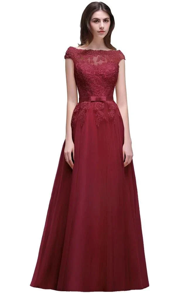 A-line Tulle Lace Appliques Floor-Length Prom Dress - Image 7
