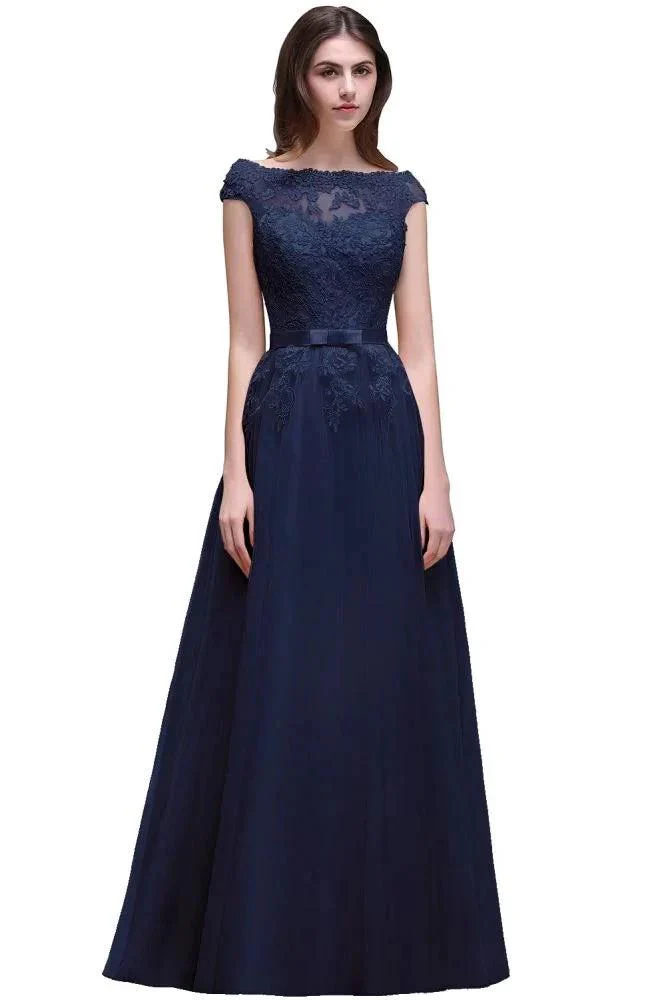 A-line Tulle Lace Appliques Floor-Length Prom Dress - Image 9