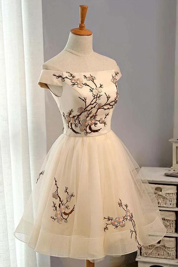 A-line Tulle Short Prom Dress Homecoming Dress With Embroidery PD130 - Image 2