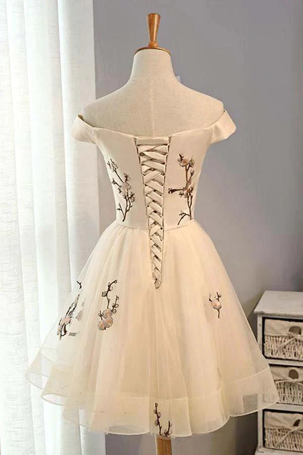 A-line Tulle Short Prom Dress Homecoming Dress With Embroidery PD130 - Image 3