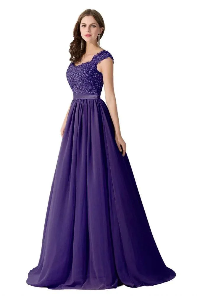 A-line V Neck Chiffon Bridesmaid Dress with Appliques - Image 5