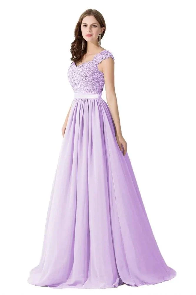 A-line V Neck Chiffon Bridesmaid Dress with Appliques - Image 6
