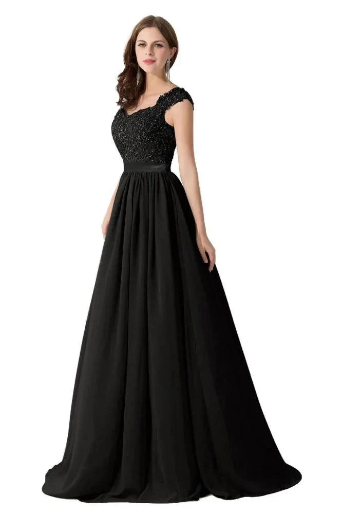 A-line V Neck Chiffon Bridesmaid Dress with Appliques - Image 7