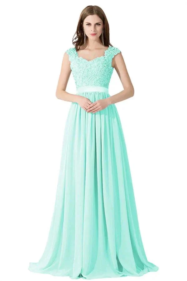 A-line V Neck Chiffon Bridesmaid Dress with Appliques - Image 8