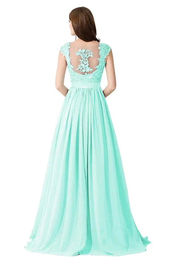 A-line V Neck Chiffon Bridesmaid Dress with Appliques - Image 9
