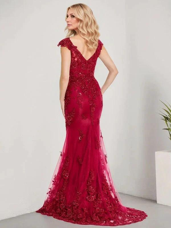 A-line V-Neck Floor-Length Lace Chiffon Mother of the Bride Dress With Applique Sequins Mermaid Dresses - Image 3
