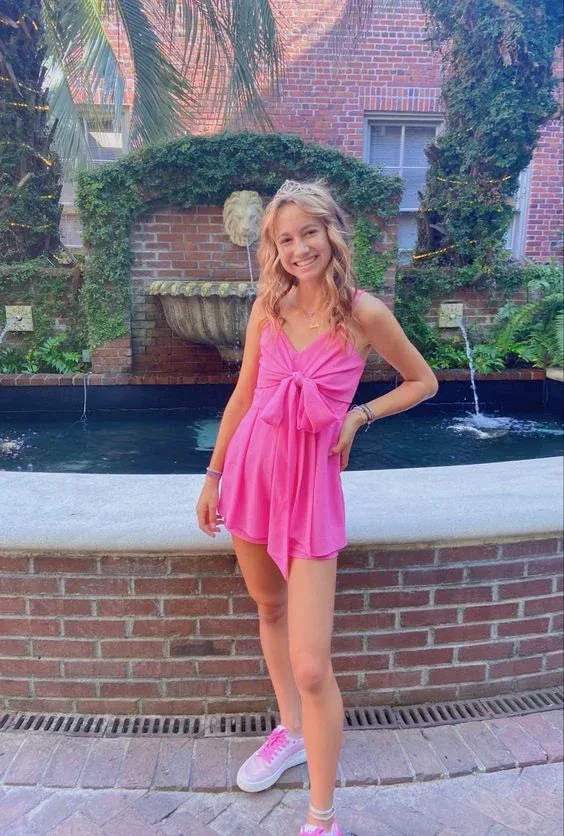 A-line V Neck Homecoming Dress Cute Party Dress Y2279 - Image 2