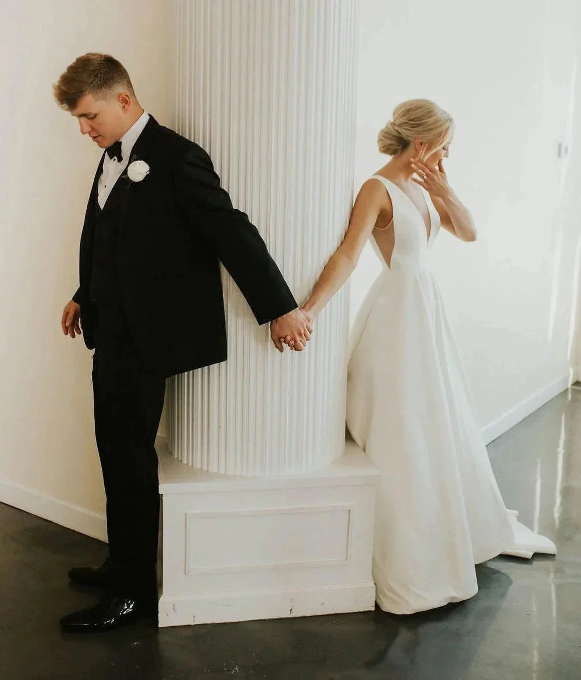 A-line V Neck Ivory Satin Simple Elegant Wedding Dresses WD488 - Image 6