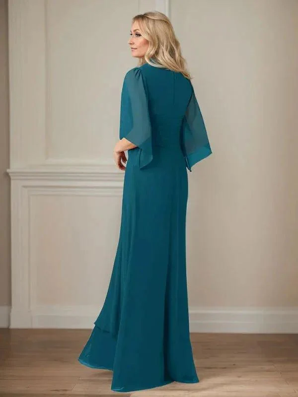 A-Line V-Neck Long Sequins Chiffon Mother Dress - Image 5
