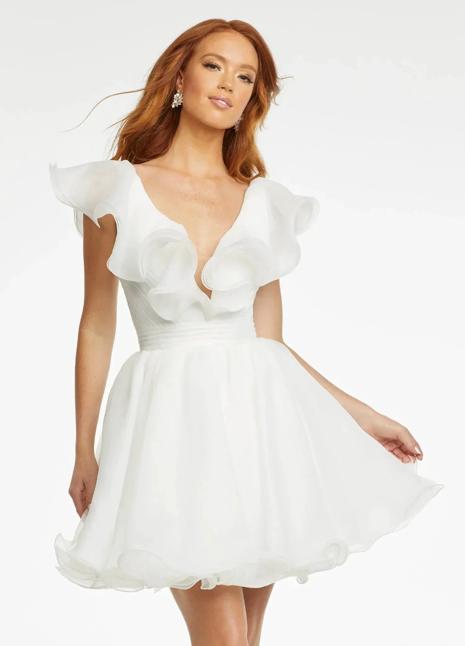 A Line V Neck Organza Ruffles Homecoming Dress SYH105 - Image 5