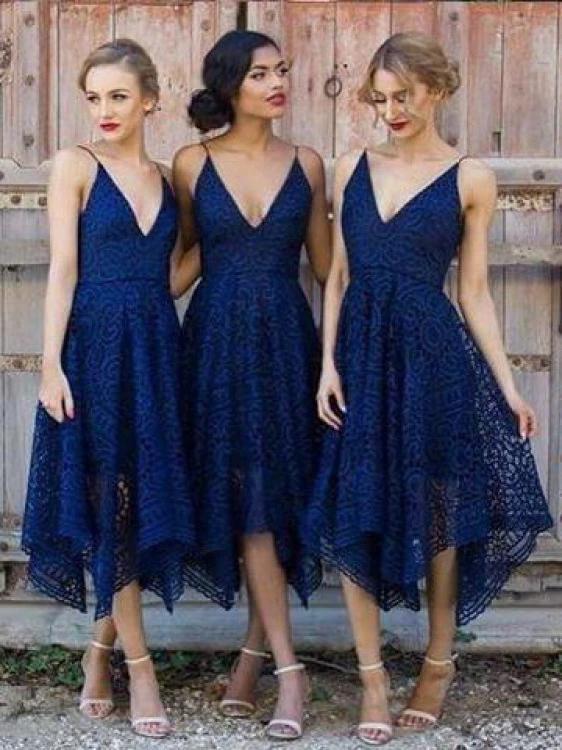 A-Line V-Neck Pearl Pink Lace Bridesmaid/Prom/Homecoming Dress BD053 - Image 3