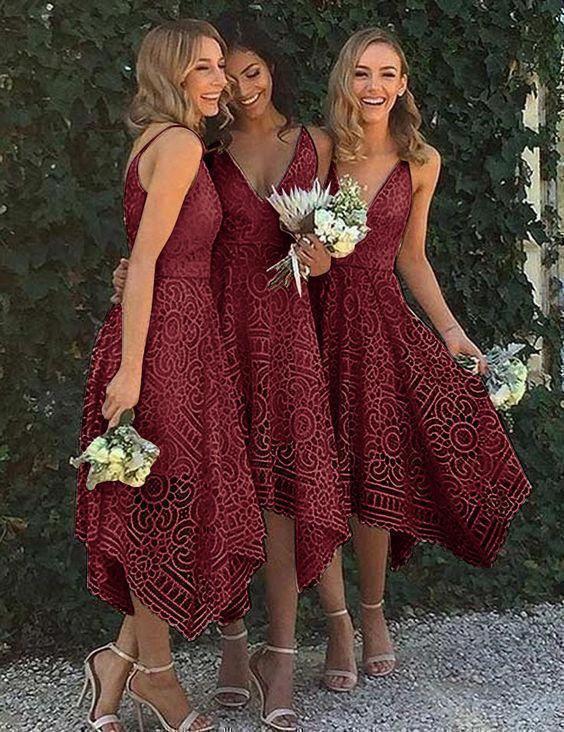 A-Line V-Neck Pearl Pink Lace Bridesmaid/Prom/Homecoming Dress BD053 - Image 5