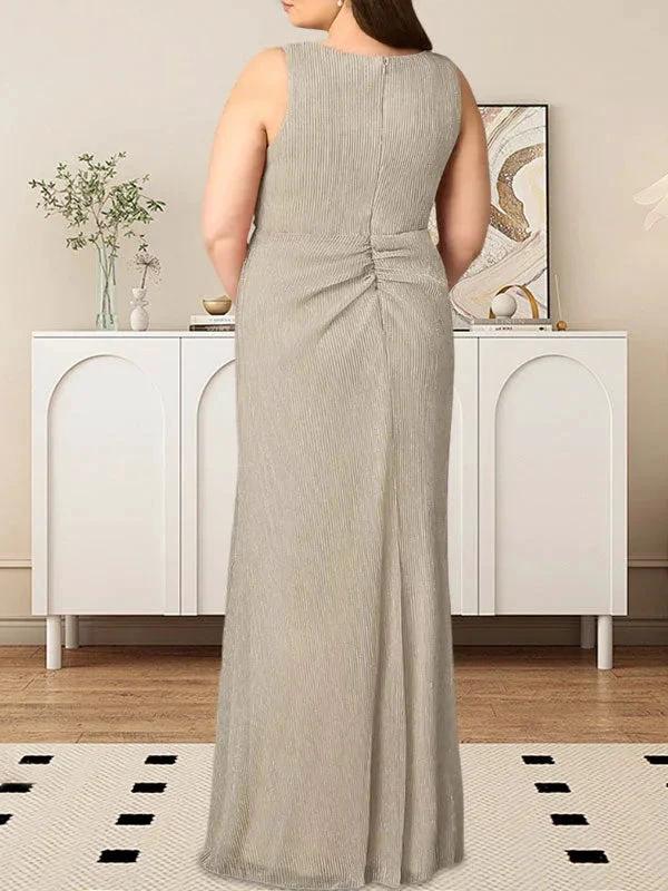 A-Line V-Neck Ruched Metallic Mesh Dress - Image 7