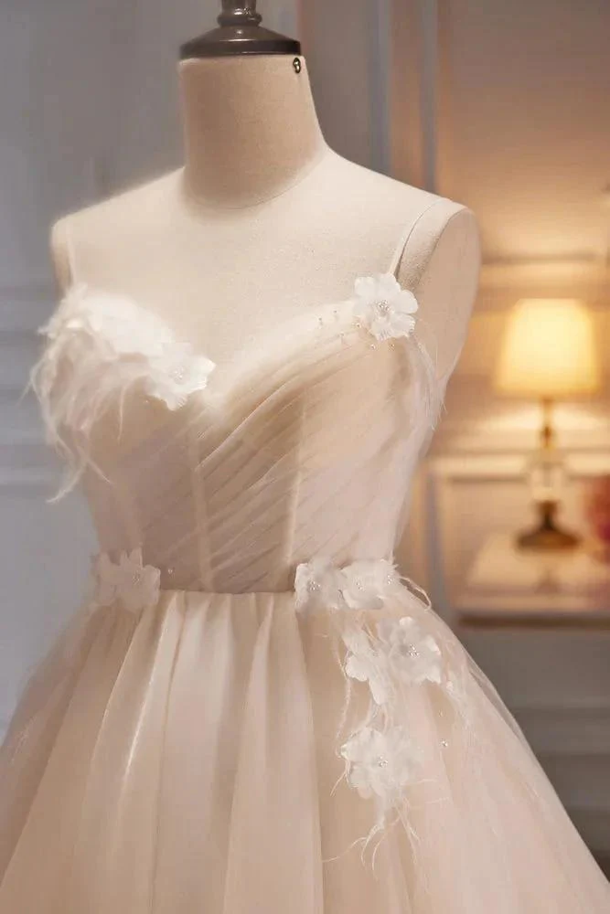 A Line Sweetheart Spaghetti Straps Tulle Short Homecoming Dresses - Image 4