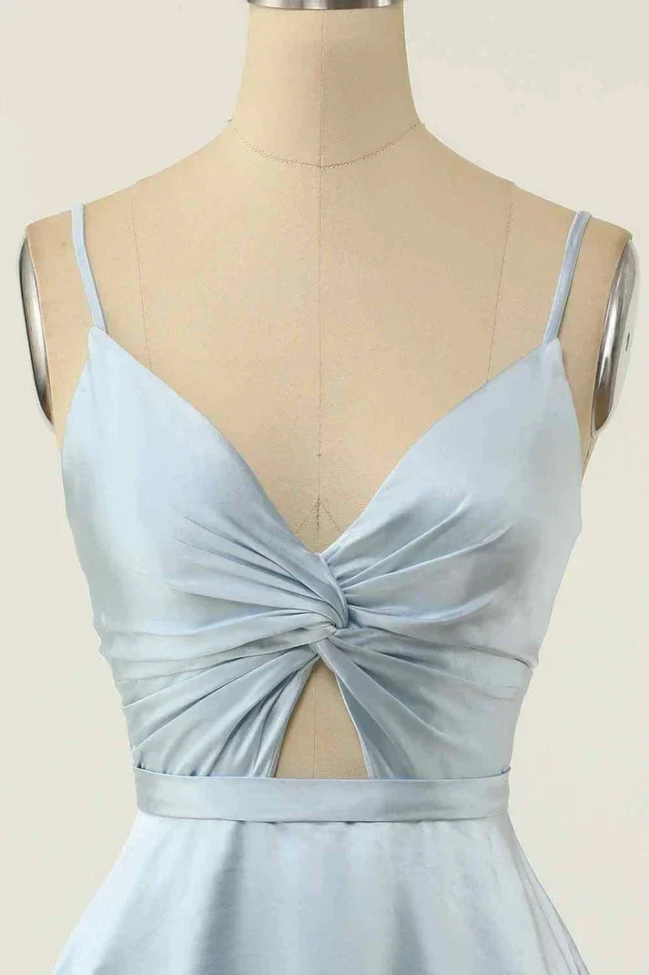 A-line V Neck Twist Knot Cut-Out Pleated Mini Homecoming Dress Y1866 - Image 4