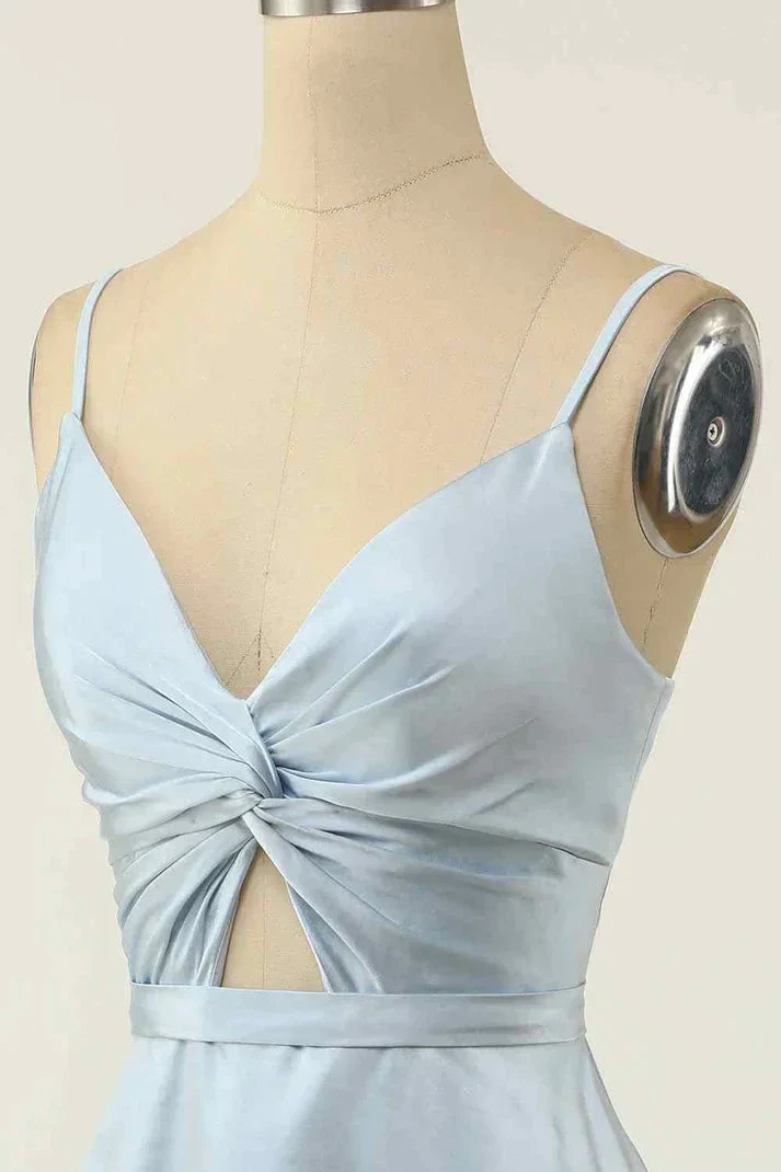 A-line V Neck Twist Knot Cut-Out Pleated Mini Homecoming Dress Y1866 - Image 5