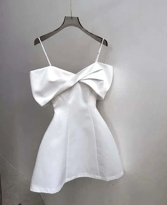 A-line White Homecoming Dress White Birthday Party Dress Y5970 - Image 2